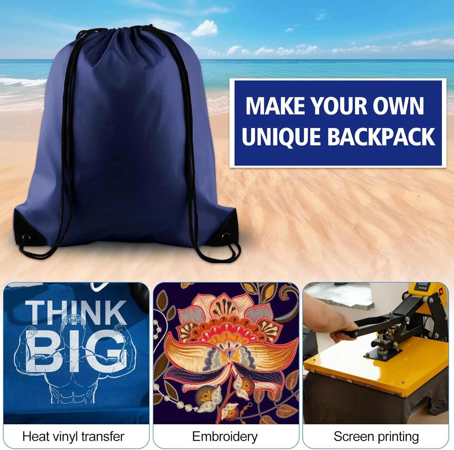 KUUQA 20Pcs Drawstring Backpack Bag Bulk Navy Blue Drawstring Bags String Backpack Sport Gym Sack Bags Foldable Storage Bag for Women Men Shopping Gym Travel Sports