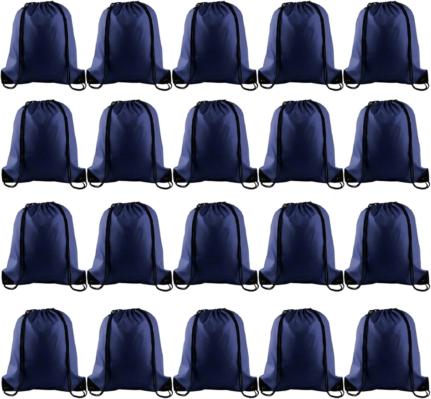KUUQA 20Pcs Drawstring Backpack Bag Bulk Navy Blue Drawstring Bags String Backpack Sport Gym Sack Bags Foldable Storage Bag for Women Men Shopping Gym Travel Sports