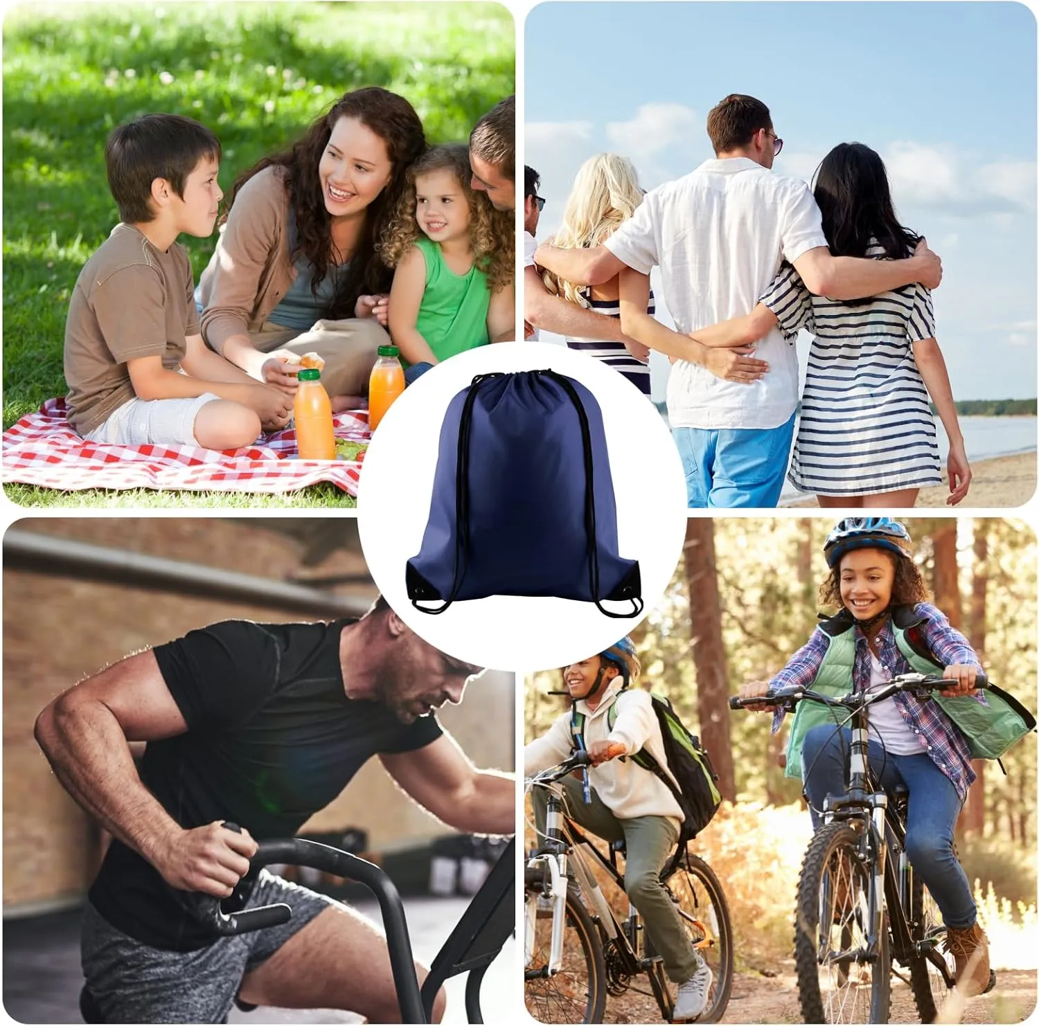 KUUQA 20Pcs Drawstring Backpack Bag Bulk Navy Blue Drawstring Bags String Backpack Sport Gym Sack Bags Foldable Storage Bag for Women Men Shopping Gym Travel Sports