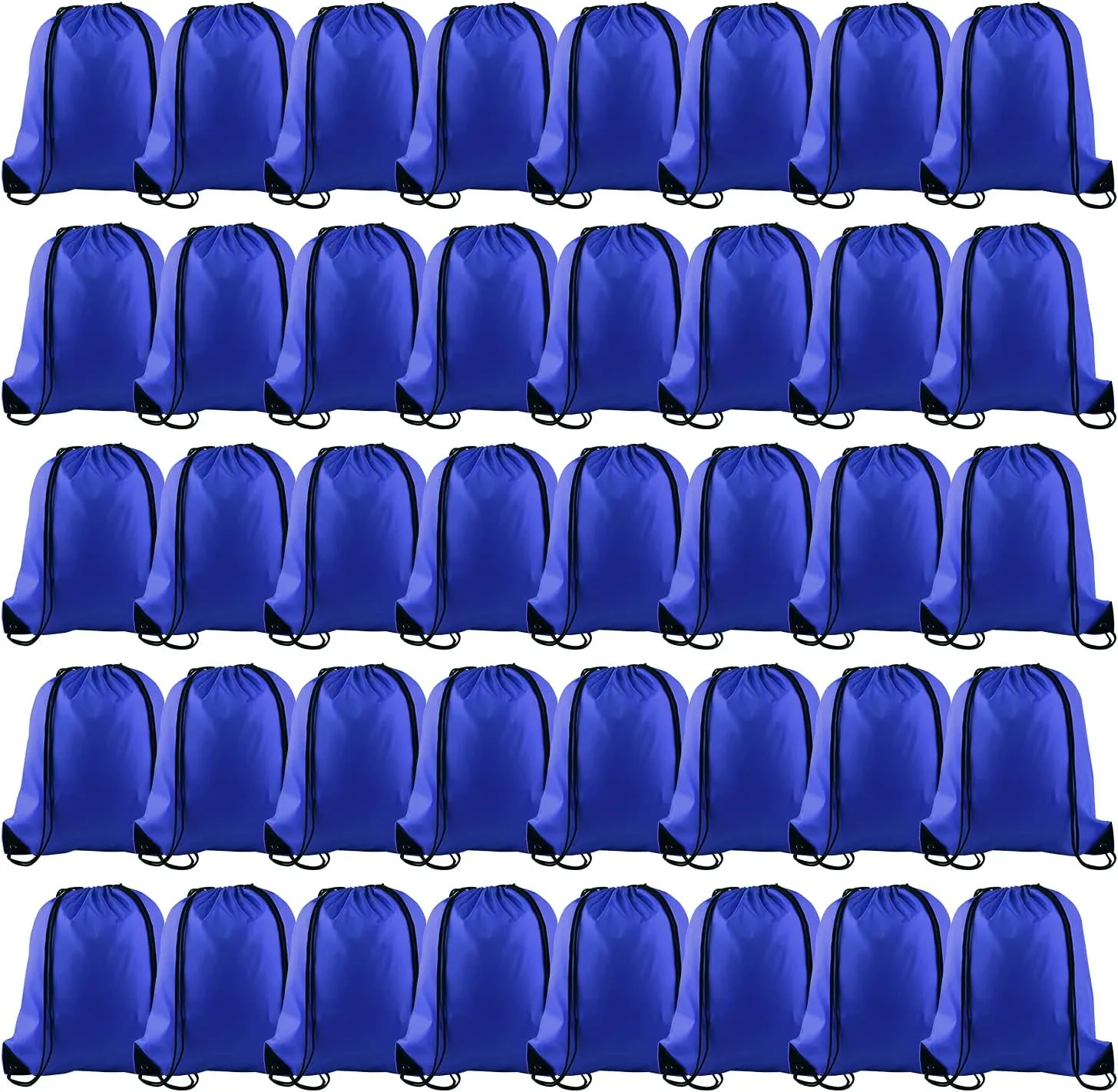 KUUQA 40Pcs Blue Drawstring Backpack Bags Sack Drawstring Bags Bulk String Backpack Storage Bags for Sport Gym Traveling