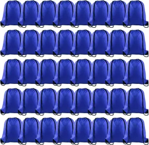 KUUQA 40Pcs Blue Drawstring Backpack Bags Sack Drawstring Bags Bulk String Backpack Storage Bags for Sport Gym Traveling