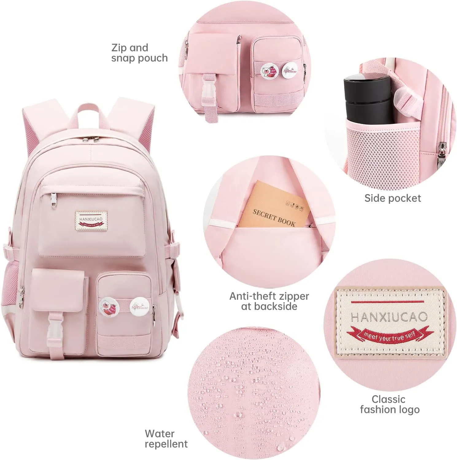 Laptop Backpack for Girls Stylish and Durable Travel Backpack Perfect for Travel, School, and Everyday Use(Pink)