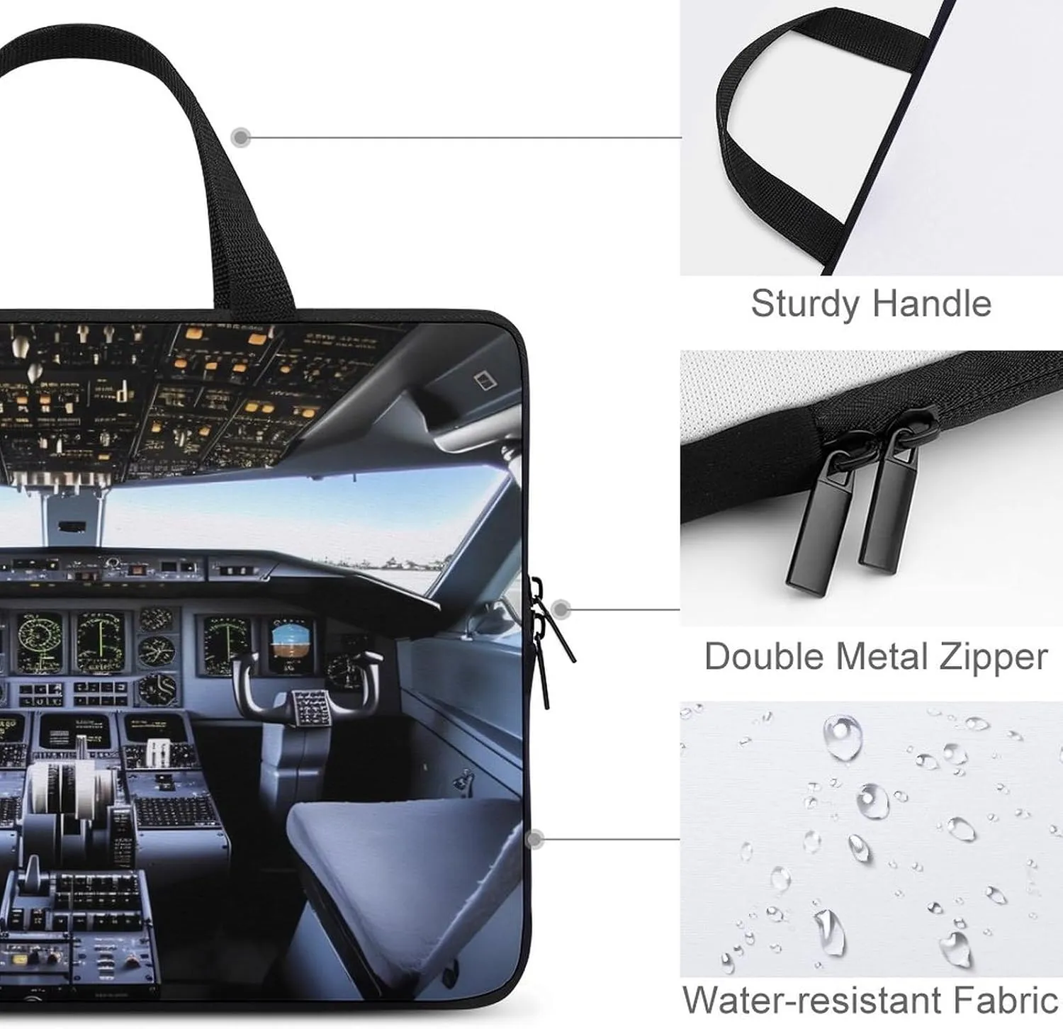 Laptop Bag Ultrathin Airplane Cockpit Printing Laptop Carrying Case Portability Messenger Bags For Work Travel