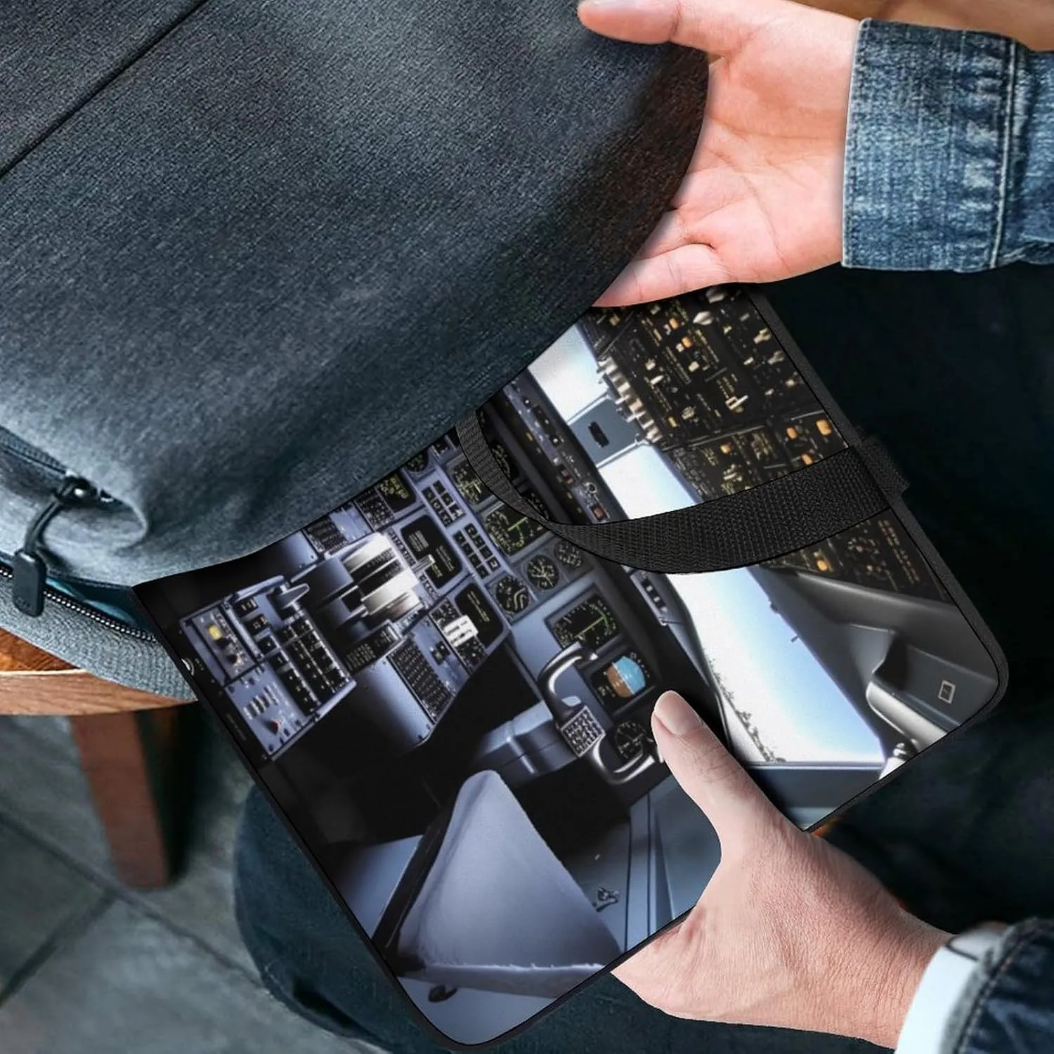 Laptop Bag Ultrathin Airplane Cockpit Printing Laptop Carrying Case Portability Messenger Bags For Work Travel