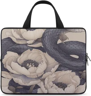 Laptop Bag Ultrathin Black Snake And Flower Printing Laptop Carrying Case Portability Messenger Bags For Work Travel