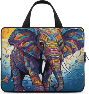Laptop Bag Ultrathin Colorful Elephant Printing Laptop Carrying Case Portability Messenger Bags For Work Travel