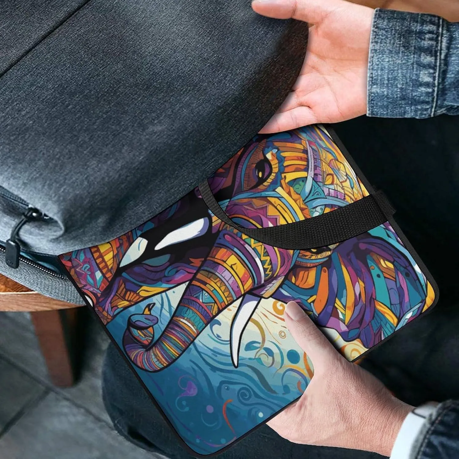 Laptop Bag Ultrathin Colorful Elephant Printing Laptop Carrying Case Portability Messenger Bags For Work Travel