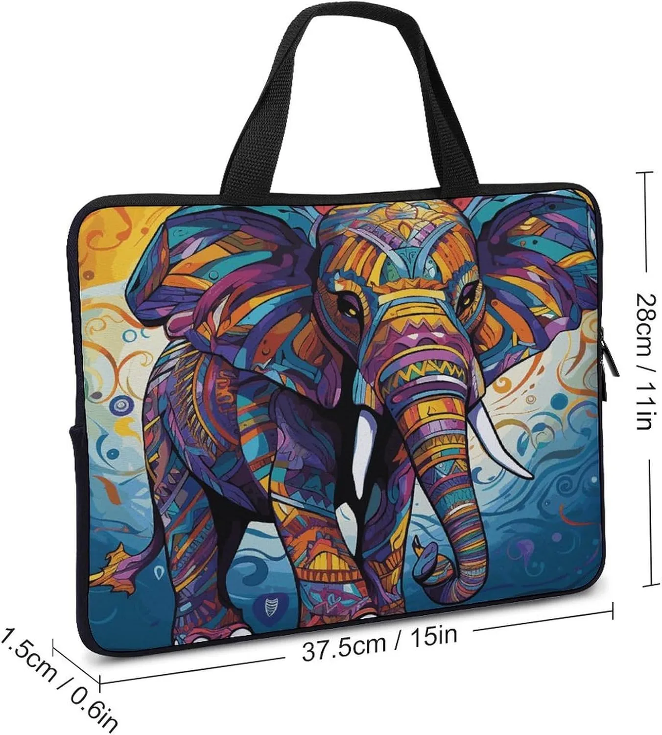 Laptop Bag Ultrathin Colorful Elephant Printing Laptop Carrying Case Portability Messenger Bags For Work Travel