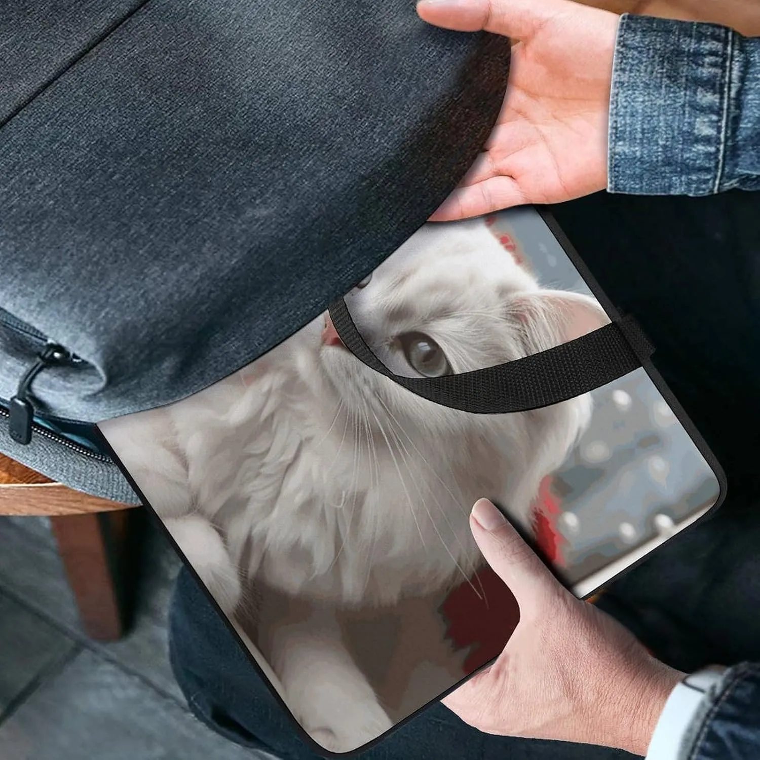 Laptop Bag Ultrathin Cute White Printing Laptop Carrying Case Portability Messenger Bags For Work Travel