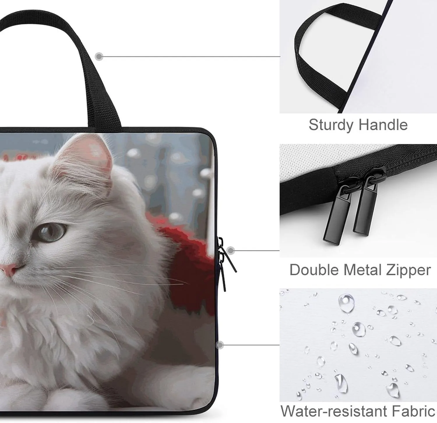 Laptop Bag Ultrathin Cute White Printing Laptop Carrying Case Portability Messenger Bags For Work Travel