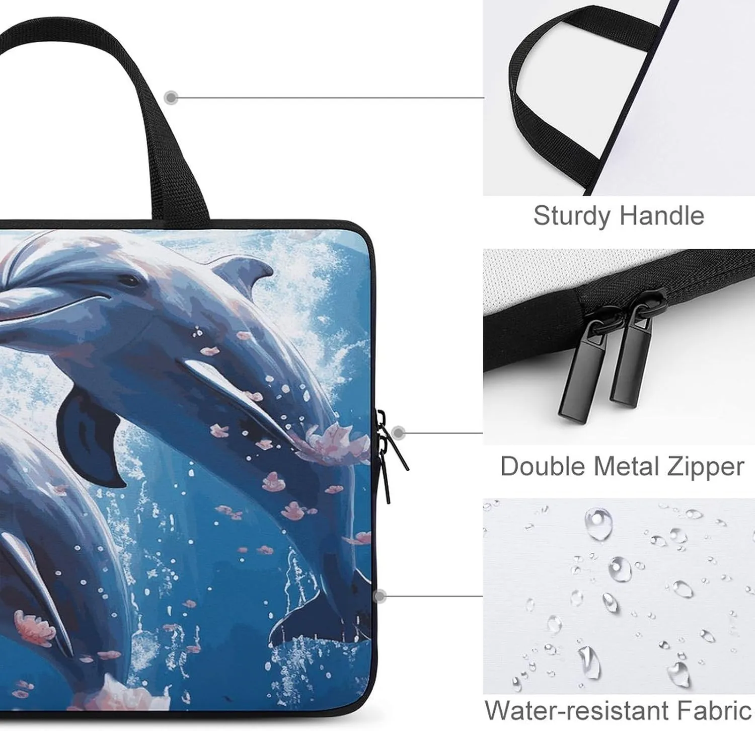 Laptop Bag Ultrathin Dolphins in Printing Laptop Carrying Case Portability Messenger Bags For Work Travel