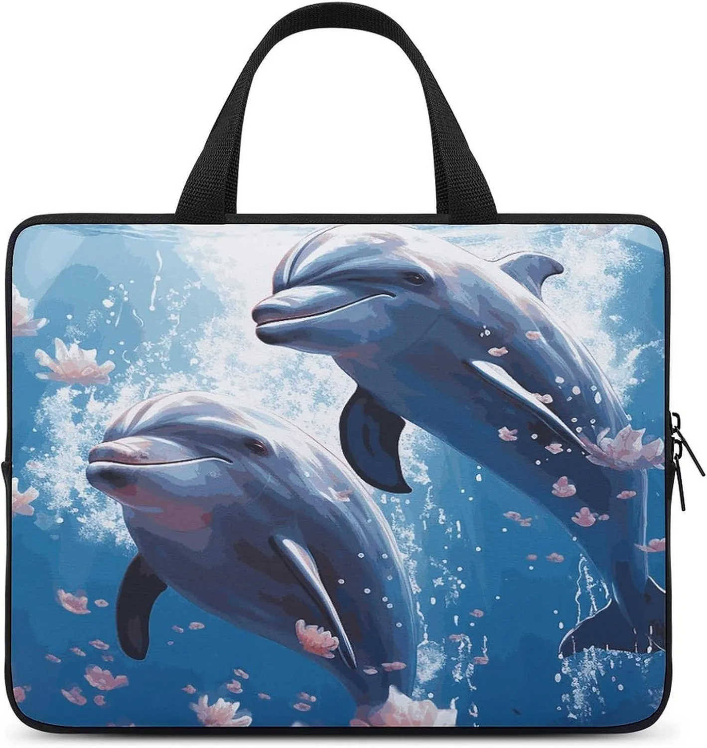 Laptop Bag Ultrathin Dolphins in Printing Laptop Carrying Case Portability Messenger Bags For Work Travel