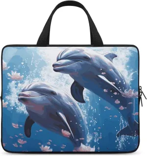 Laptop Bag Ultrathin Dolphins in Printing Laptop Carrying Case Portability Messenger Bags For Work Travel