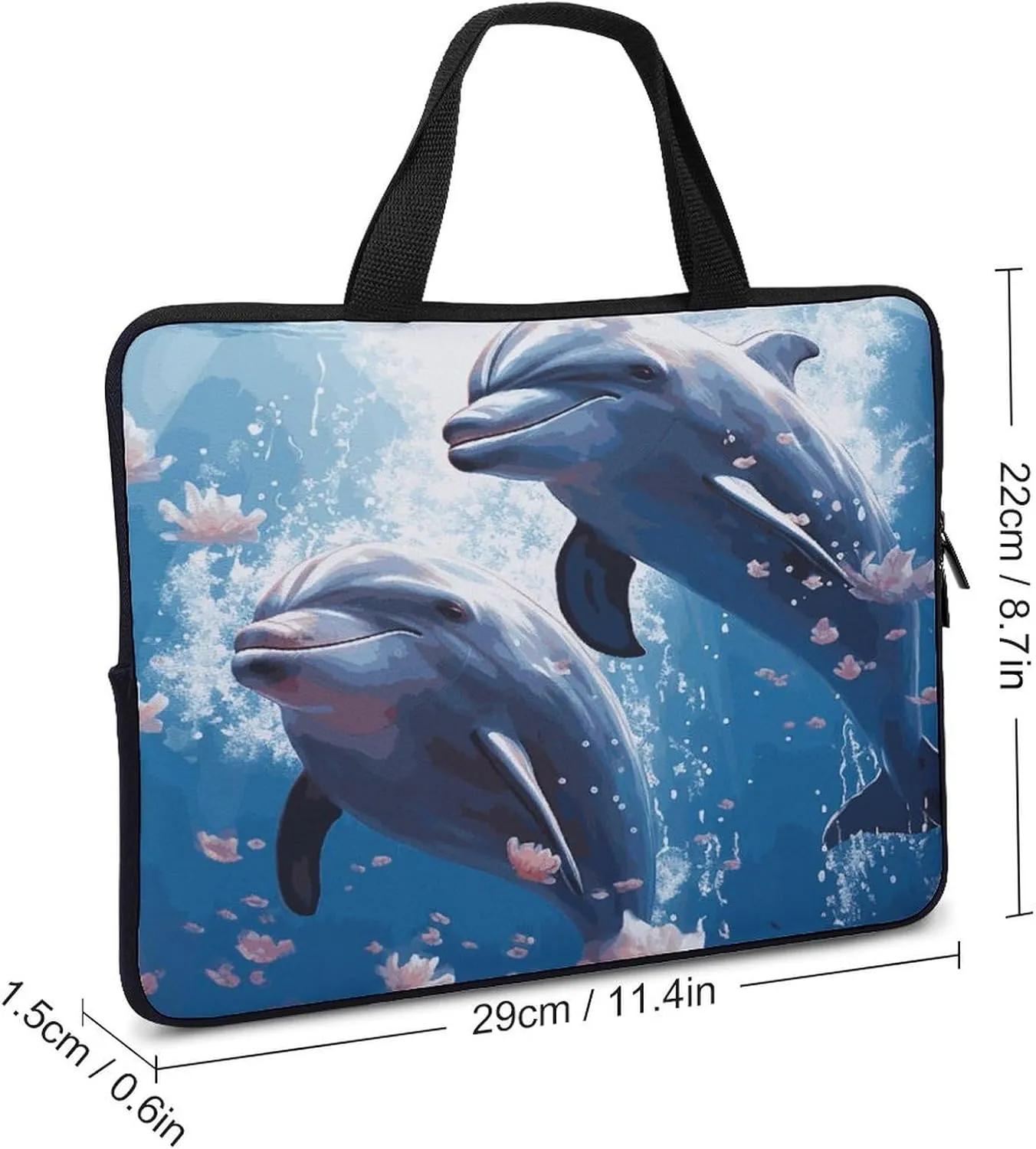 Laptop Bag Ultrathin Dolphins in Printing Laptop Carrying Case Portability Messenger Bags For Work Travel