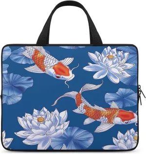 Laptop Bag Ultrathin Flower And Fish Printing Laptop Carrying Case Portability Messenger Bags For Work Travel