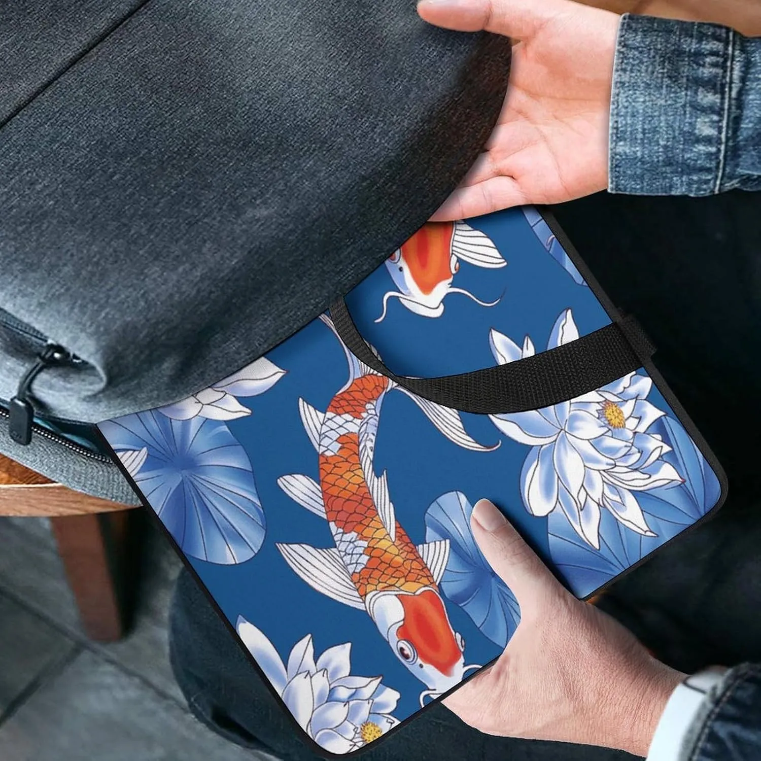 Laptop Bag Ultrathin Flower And Fish Printing Laptop Carrying Case Portability Messenger Bags For Work Travel