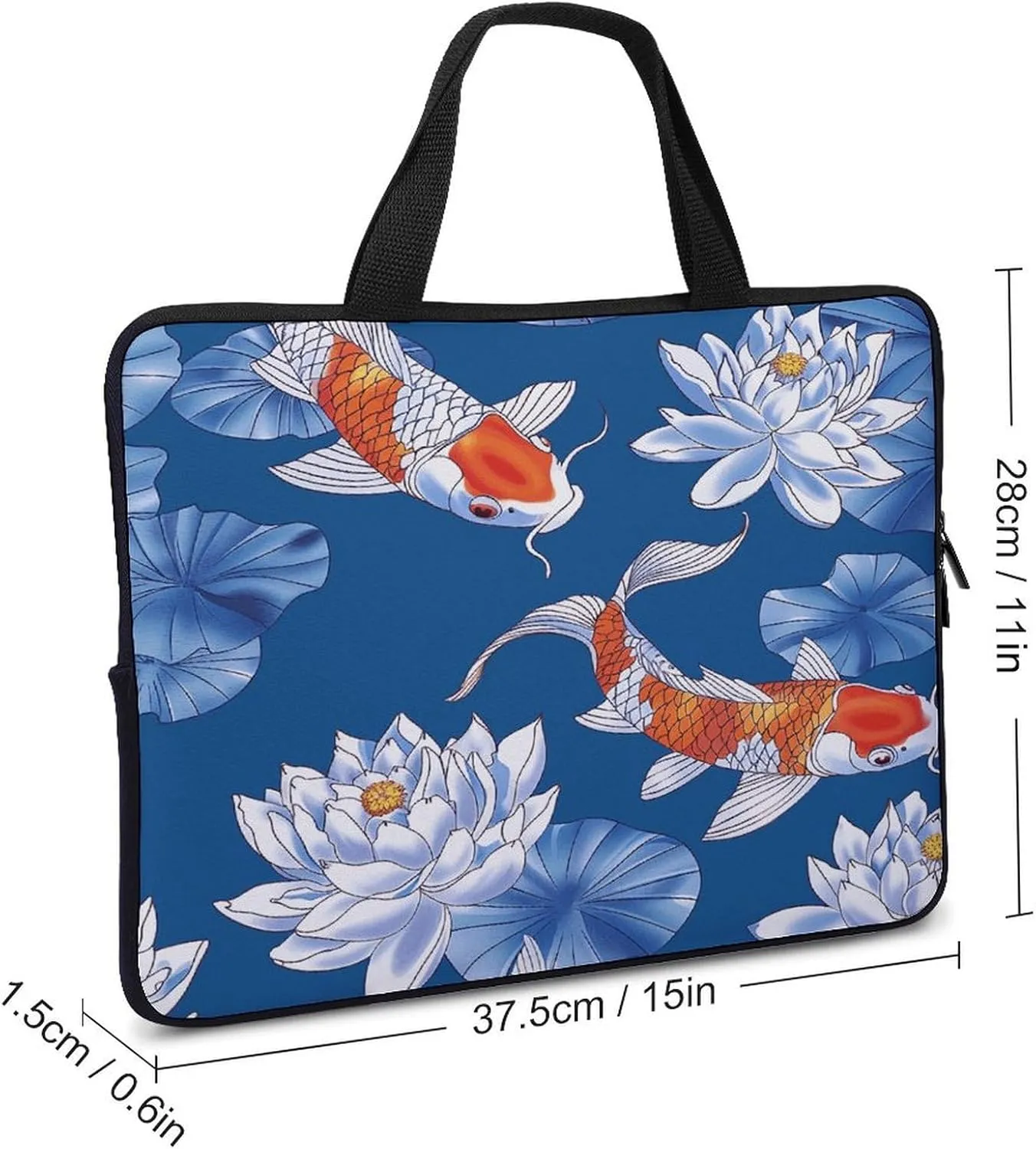 Laptop Bag Ultrathin Flower And Fish Printing Laptop Carrying Case Portability Messenger Bags For Work Travel