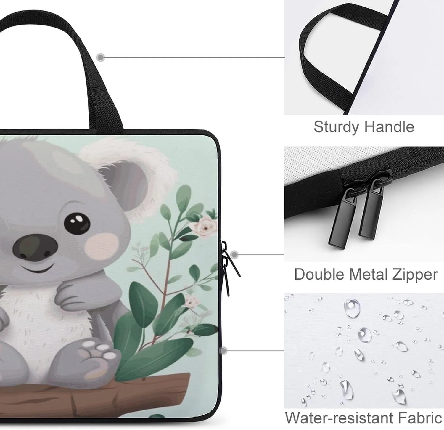 Laptop Bag Ultrathin Koala Printing Laptop Carrying Case Portability Messenger Bags For Work Travel