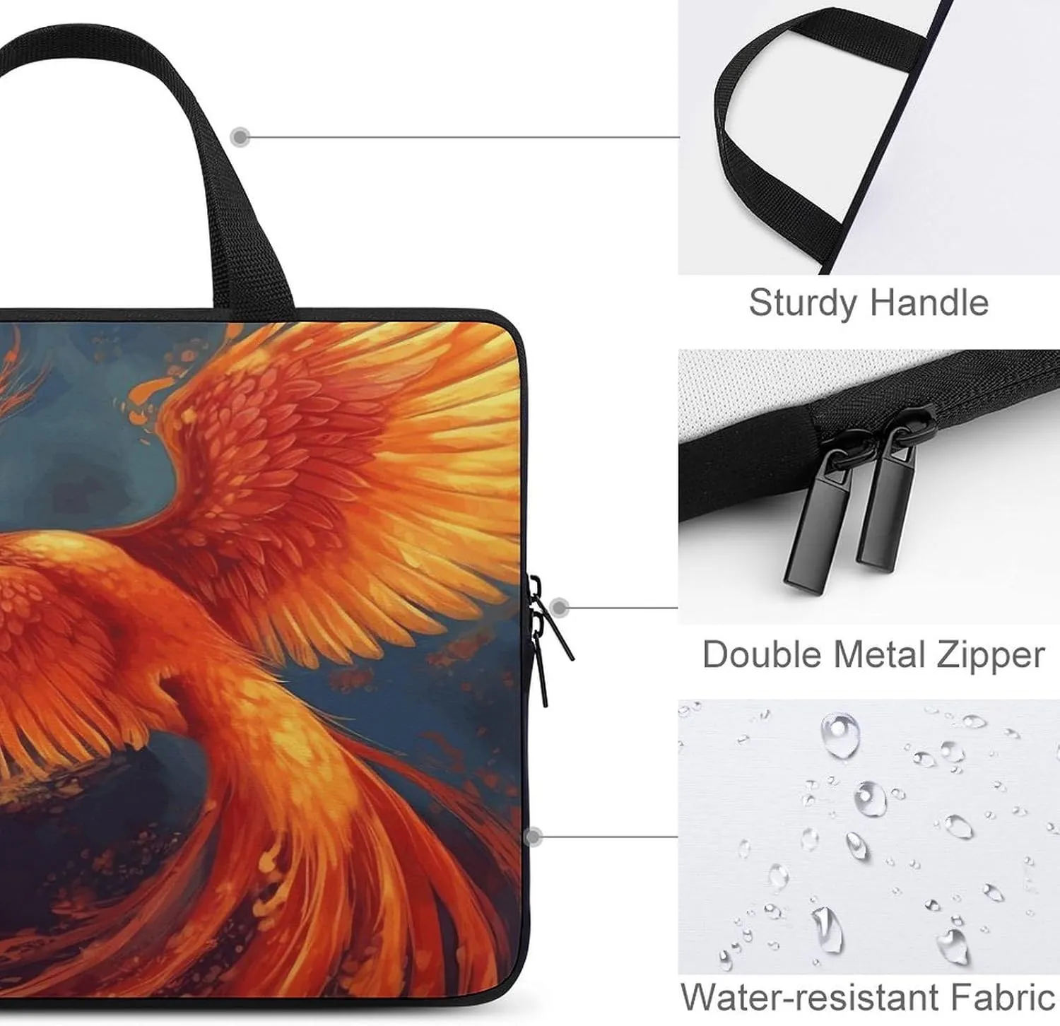 Laptop Bag Ultrathin Orange Red Printing Laptop Carrying Case Portability Messenger Bags For Work Travel