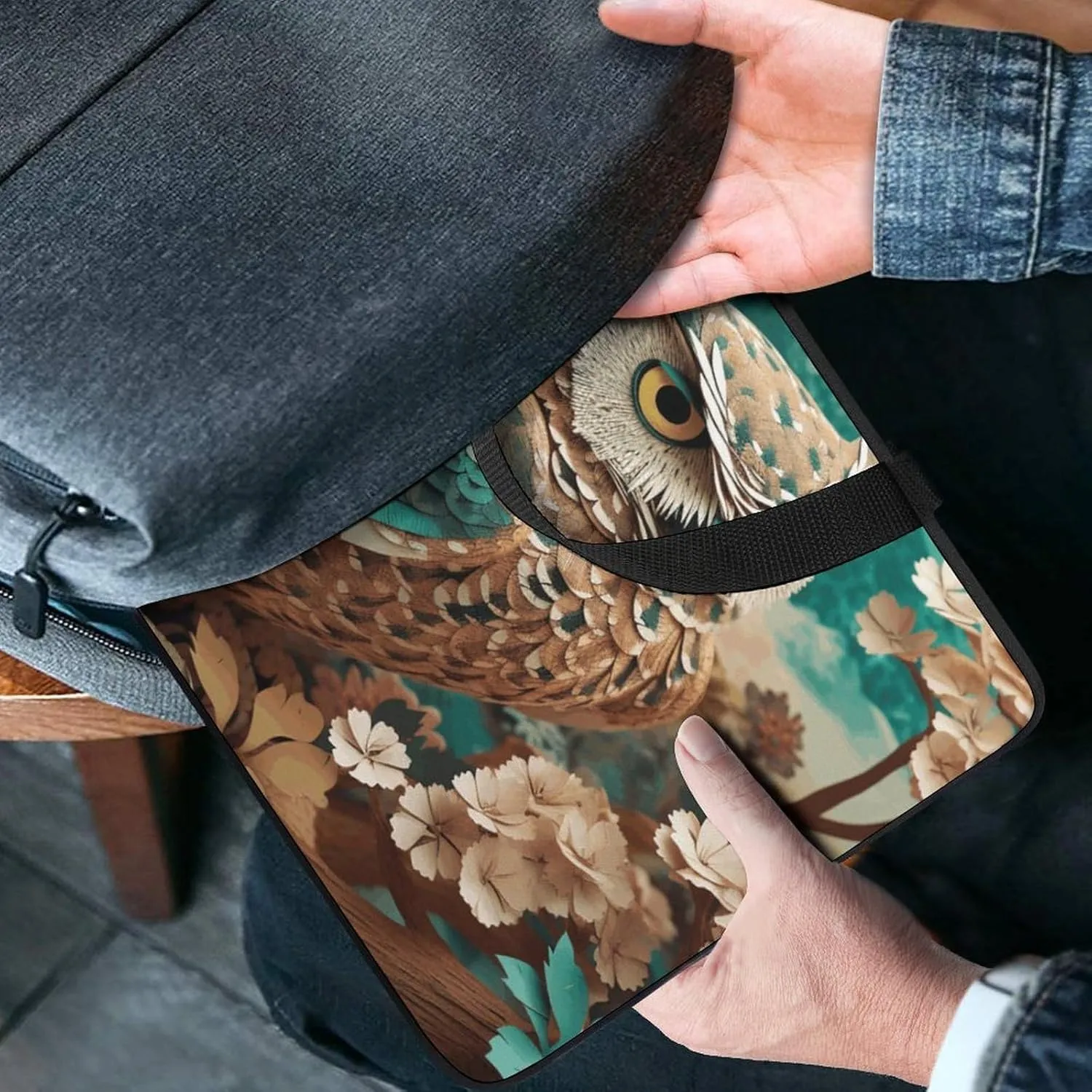 Laptop Bag Ultrathin Owl Printing Laptop Carrying Case Portability Messenger Bags For Work Travel