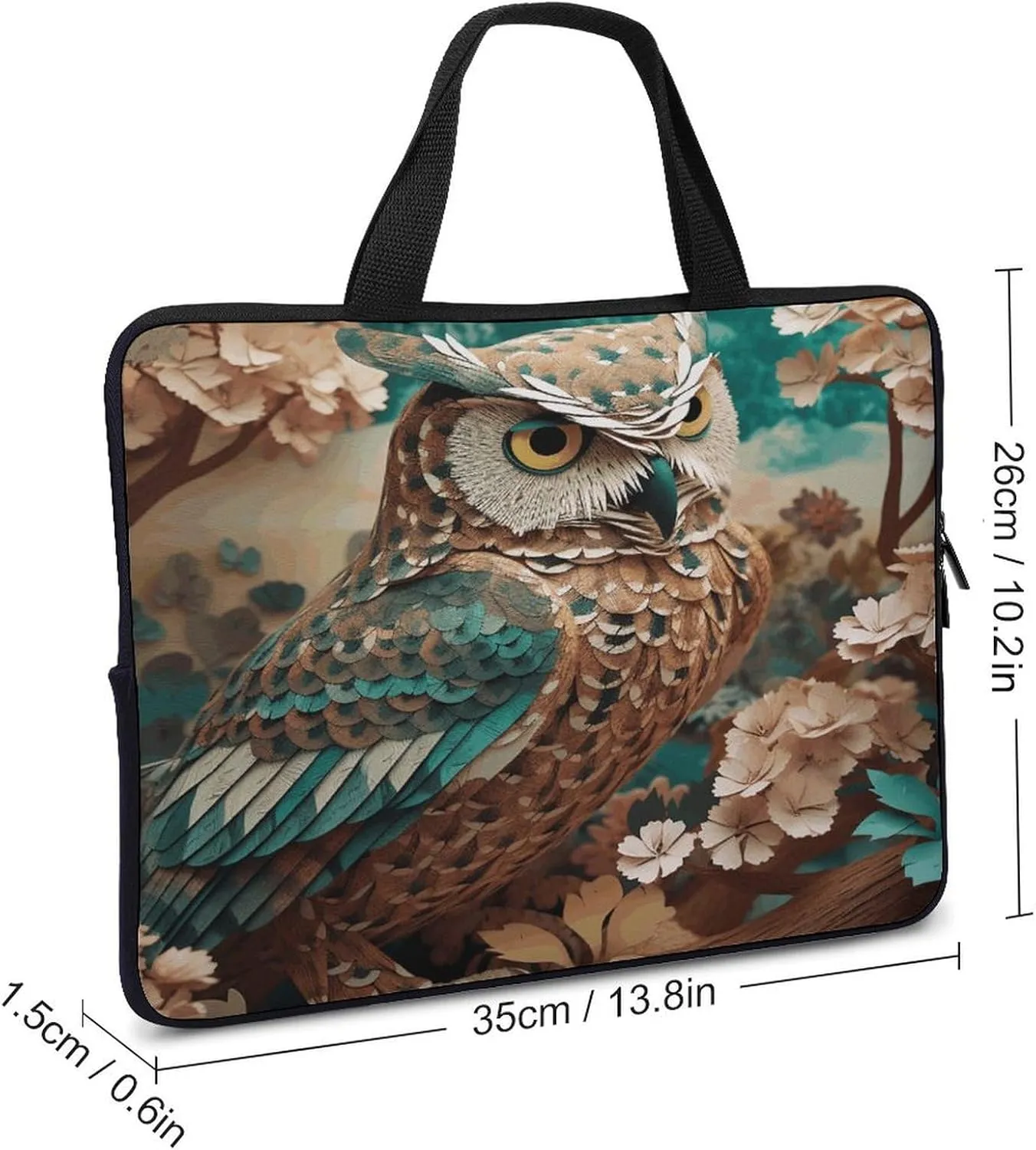 Laptop Bag Ultrathin Owl Printing Laptop Carrying Case Portability Messenger Bags For Work Travel
