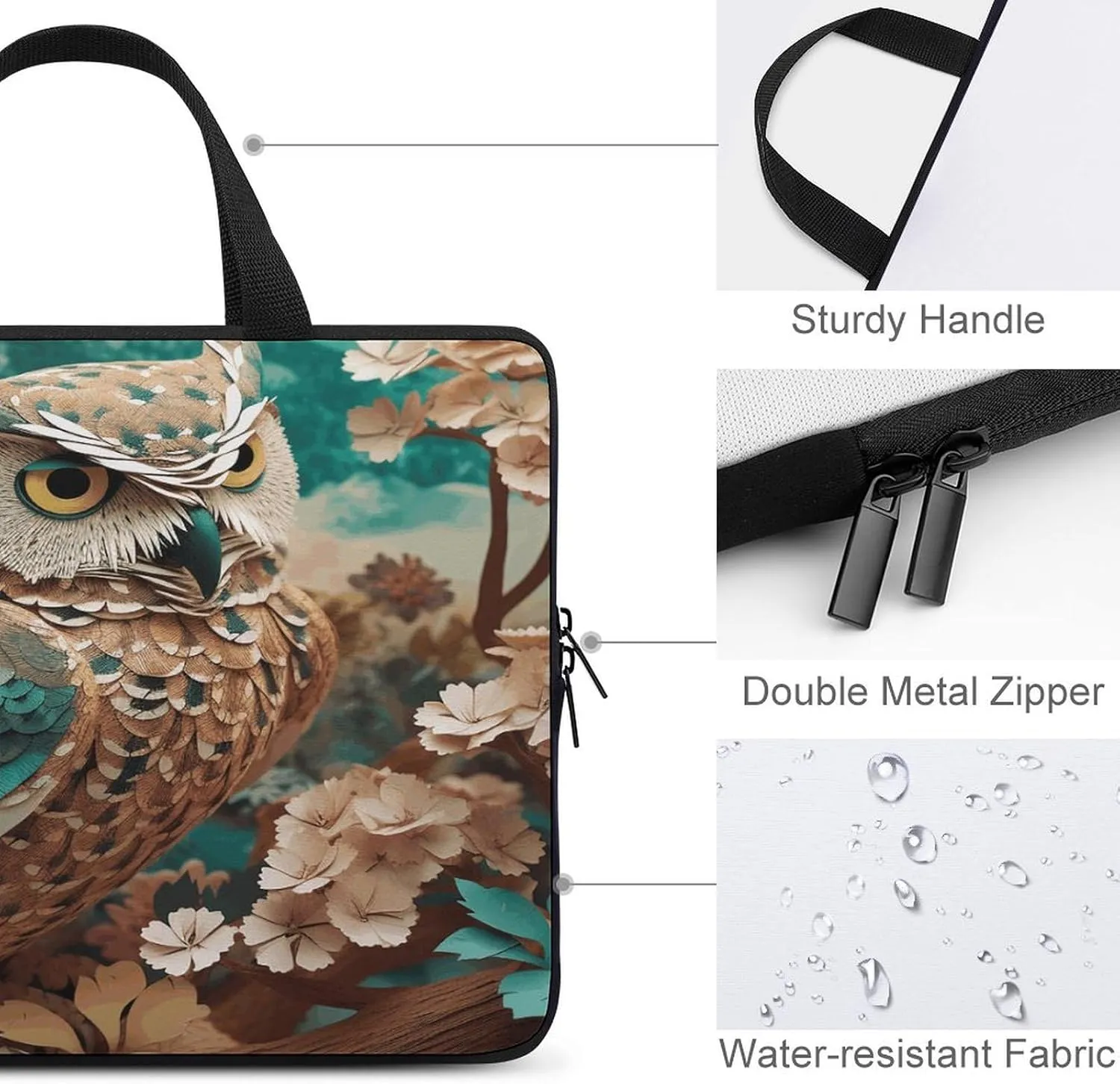 Laptop Bag Ultrathin Owl Printing Laptop Carrying Case Portability Messenger Bags For Work Travel