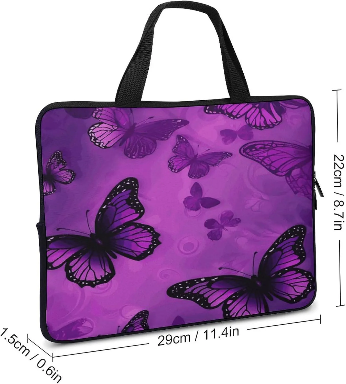 Laptop Bag Ultrathin Purple Butterfly Printing Laptop Carrying Case Portability Messenger Bags For Work Travel