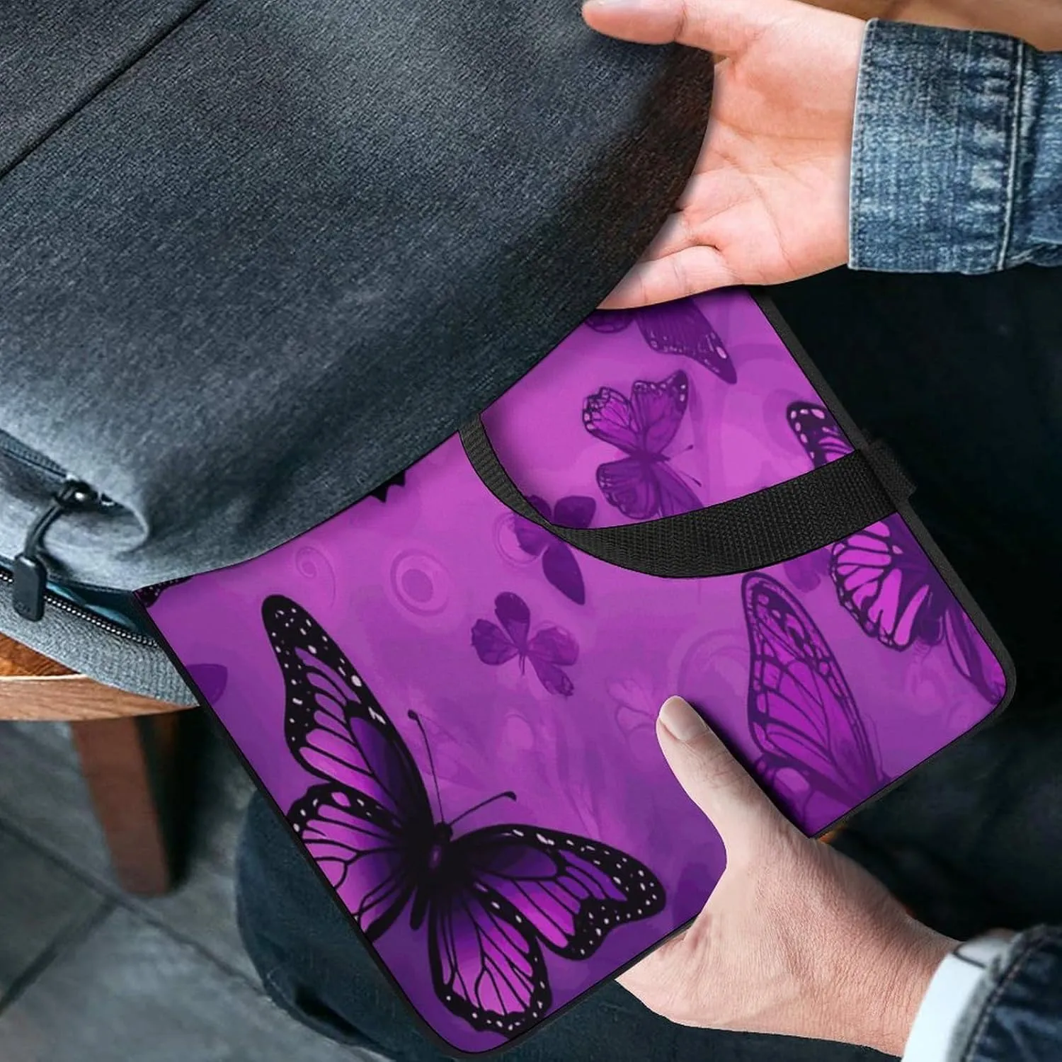 Laptop Bag Ultrathin Purple Butterfly Printing Laptop Carrying Case Portability Messenger Bags For Work Travel