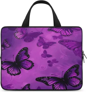 Laptop Bag Ultrathin Purple Butterfly Printing Laptop Carrying Case Portability Messenger Bags For Work Travel