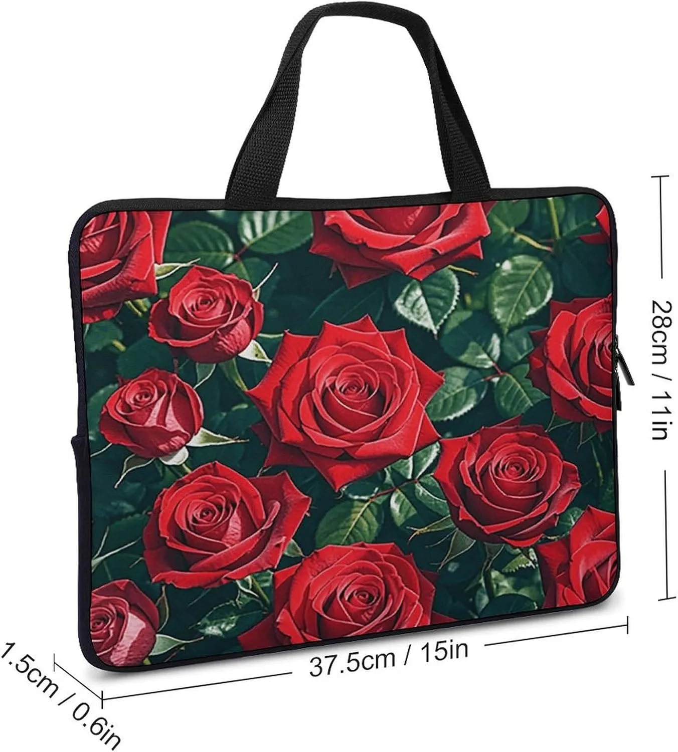 Laptop Bag Ultrathin Red Rose Romantic Printing Laptop Carrying Case Portability Messenger Bags For Work Travel