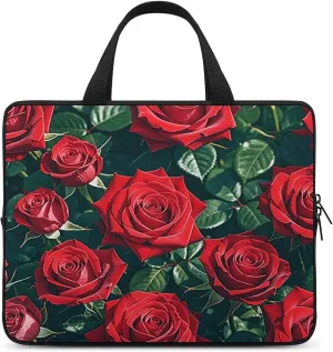 Laptop Bag Ultrathin Red Rose Romantic Printing Laptop Carrying Case Portability Messenger Bags For Work Travel