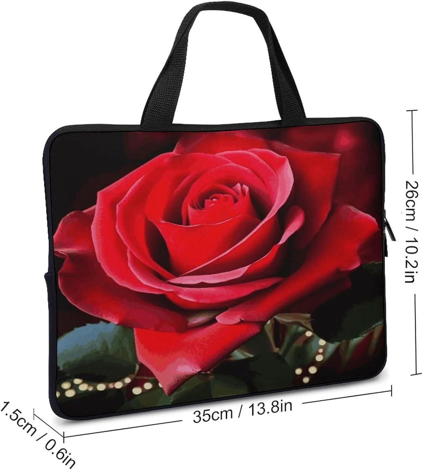 Laptop Bag Ultrathin Rose Flower Printing Laptop Carrying Case Portability Messenger Bags For Work Travel