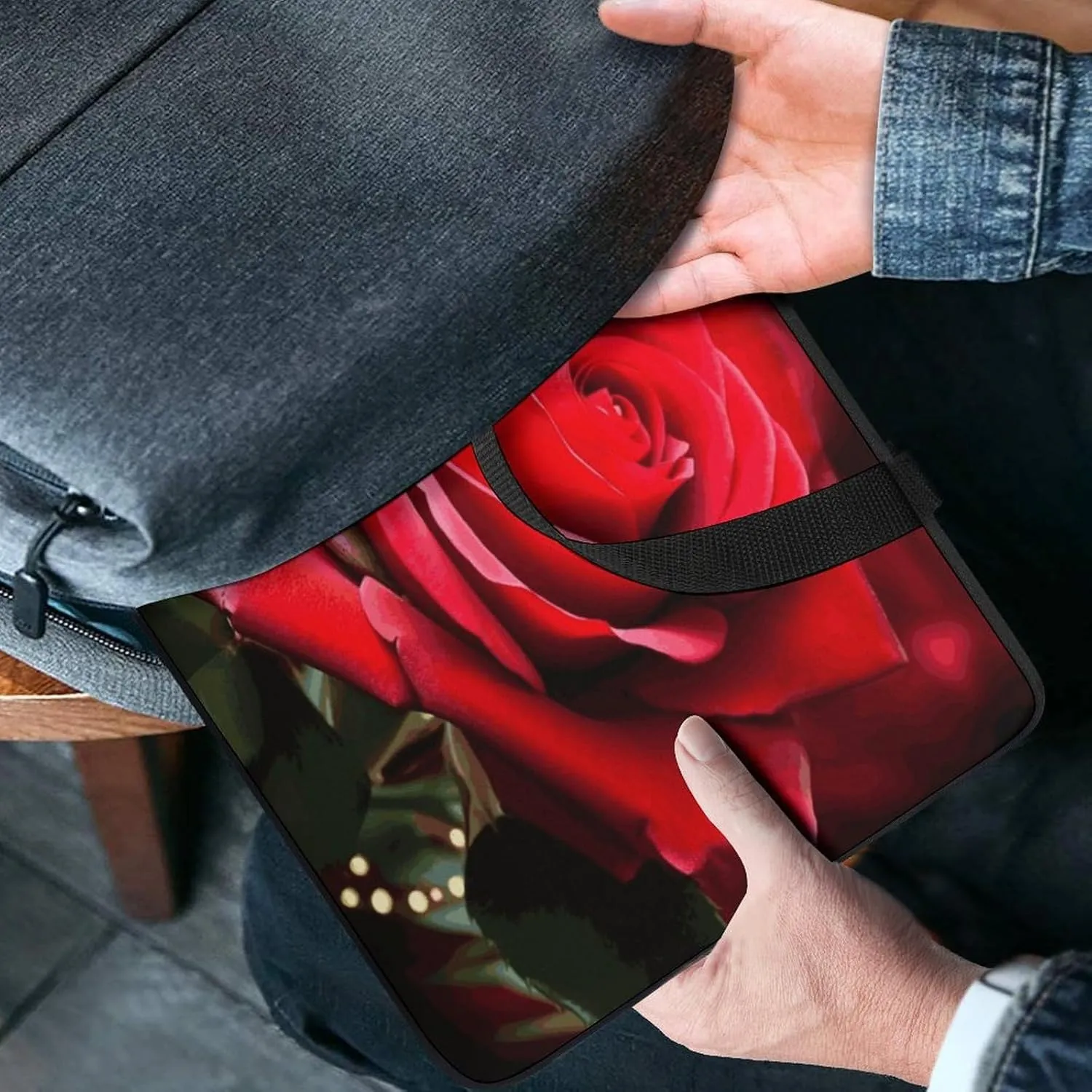Laptop Bag Ultrathin Rose Flower Printing Laptop Carrying Case Portability Messenger Bags For Work Travel