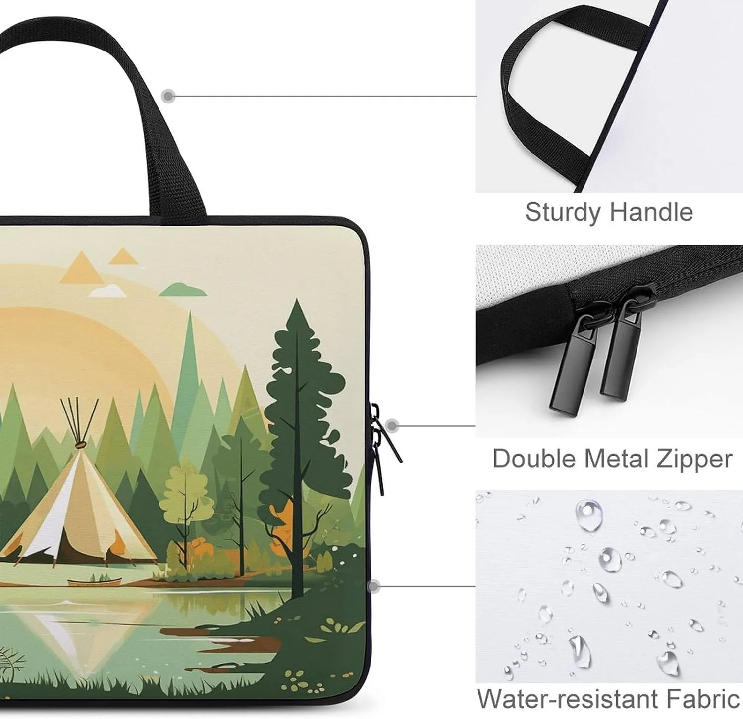 Laptop Bag Ultrathin Teepee Printing Laptop Carrying Case Portability Messenger Bags For Work Travel