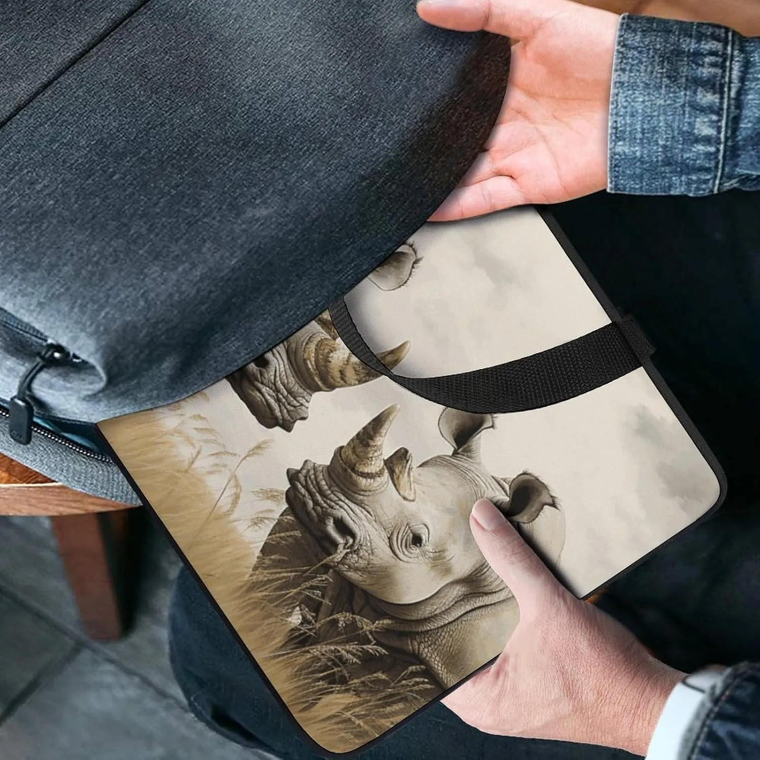 Laptop Bag Ultrathin Two Rhinos Printing Laptop Carrying Case Portability Messenger Bags For Work Travel
