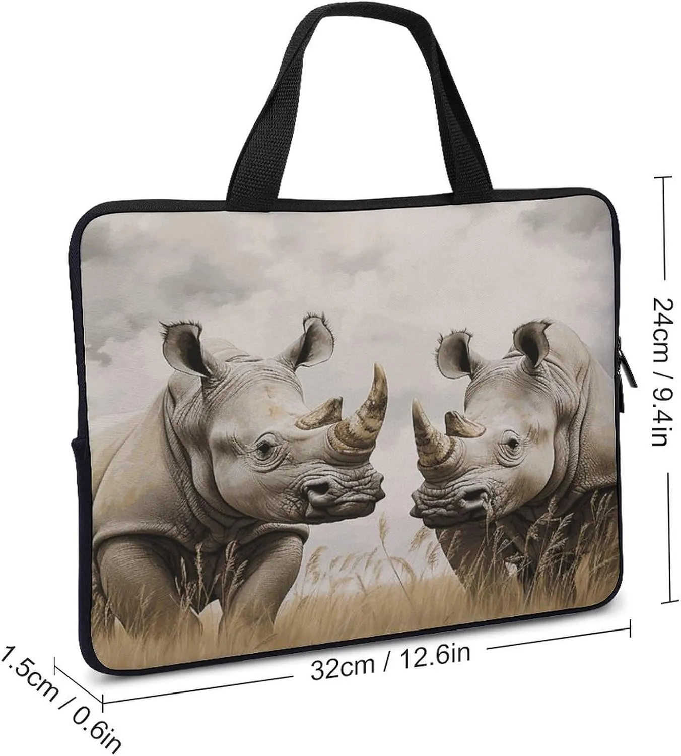 Laptop Bag Ultrathin Two Rhinos Printing Laptop Carrying Case Portability Messenger Bags For Work Travel