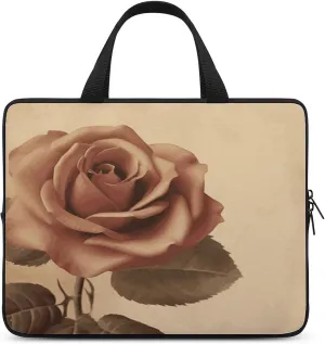 Laptop Bag Ultrathin Vintage Rose Printing Laptop Carrying Case Portability Messenger Bags For Work Travel