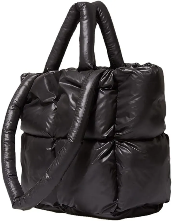 Large Puffer Tote Bag, Trendy Quilted Cotton Padded Handbags for women, Soft Shoulder Bag Nylon Down Pillow Shopper Bag