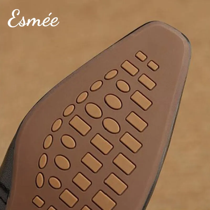 Leather Ankle Boots with Sock Tube Design