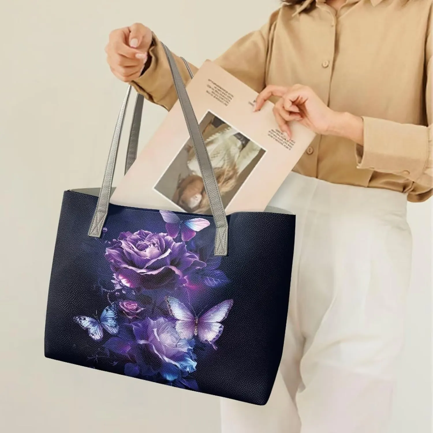 Leather Handbags Oversized Shoulder Bag Ladies Top Handle Purse for Women Designer Shoulder Tote Purse and Handbags