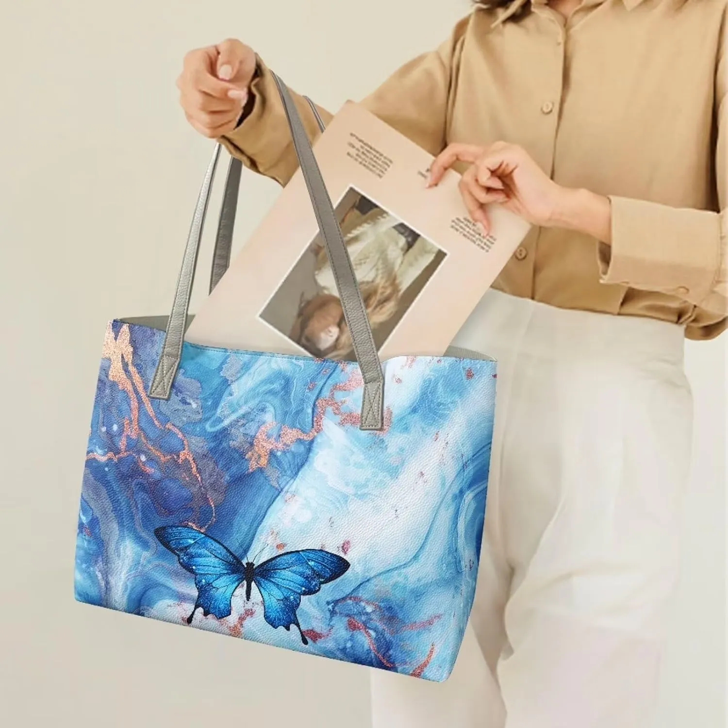 Leather Handbags Oversized Shoulder Bag Ladies Top Handle Purse for Women Designer Shoulder Tote Purse and Handbags
