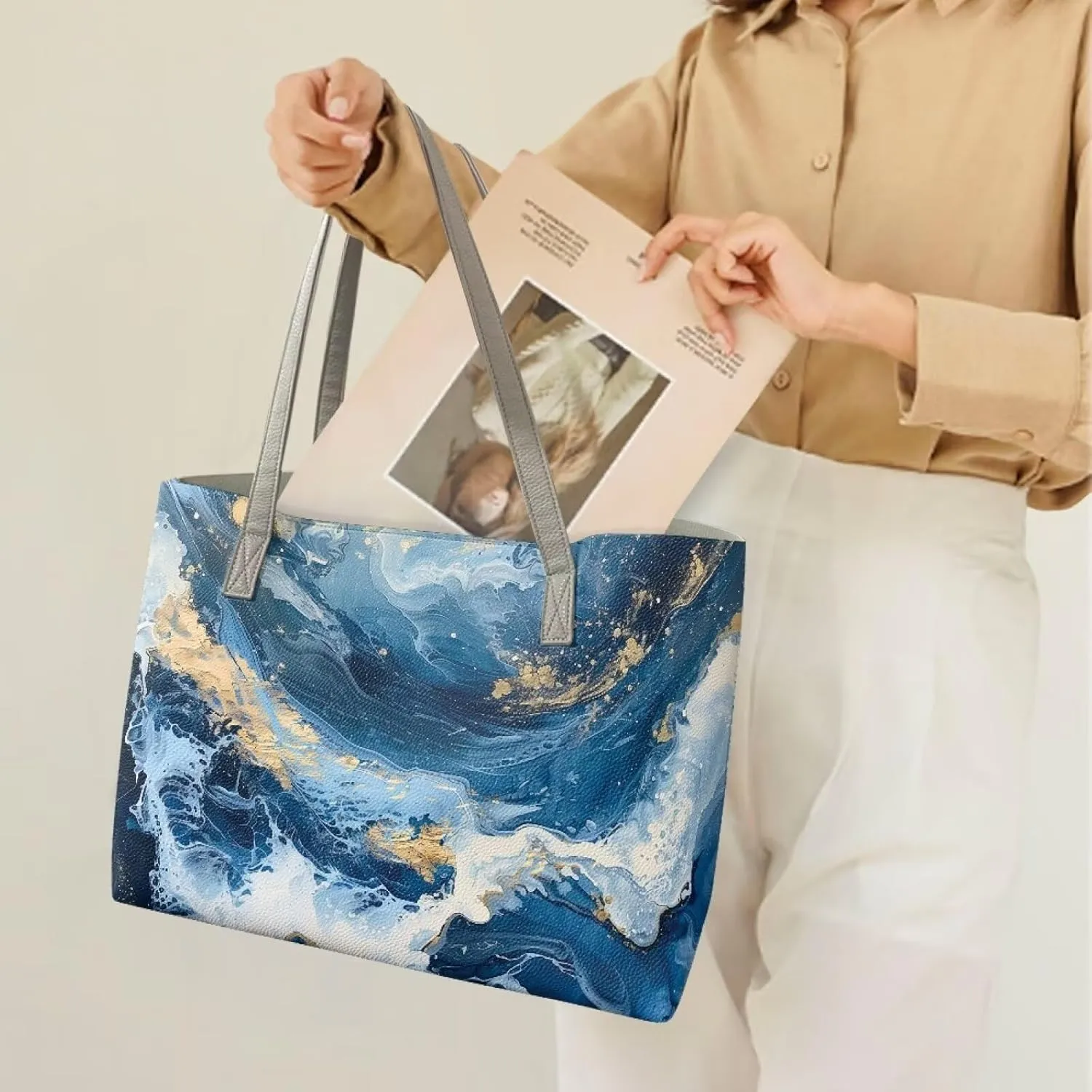 Leather Handbags Oversized Shoulder Bag Ladies Top Handle Purse for Women Designer Shoulder Tote Purse and Handbags