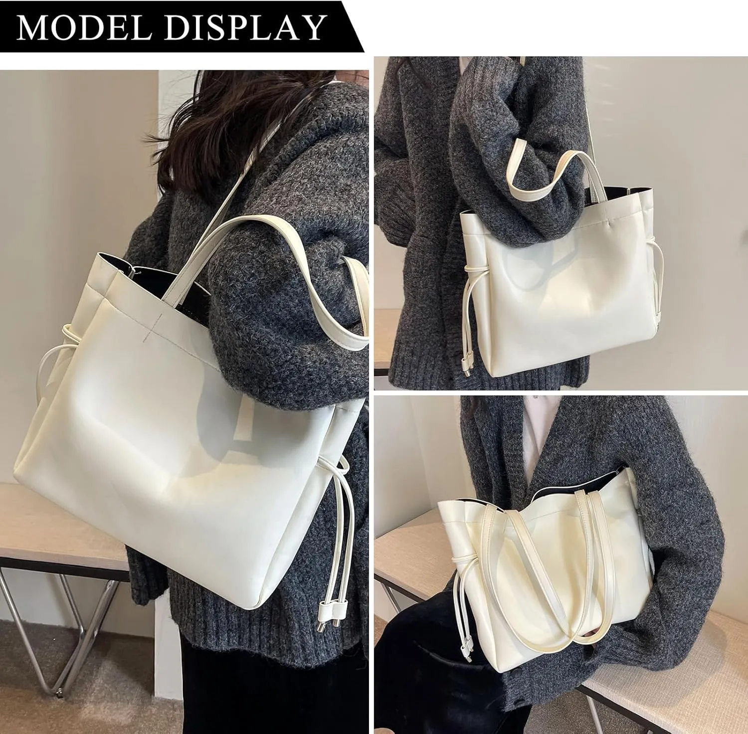 Leather Tote Bag for Women, Large Leather Purse Hobo Shoulder Handbags for Work Travel