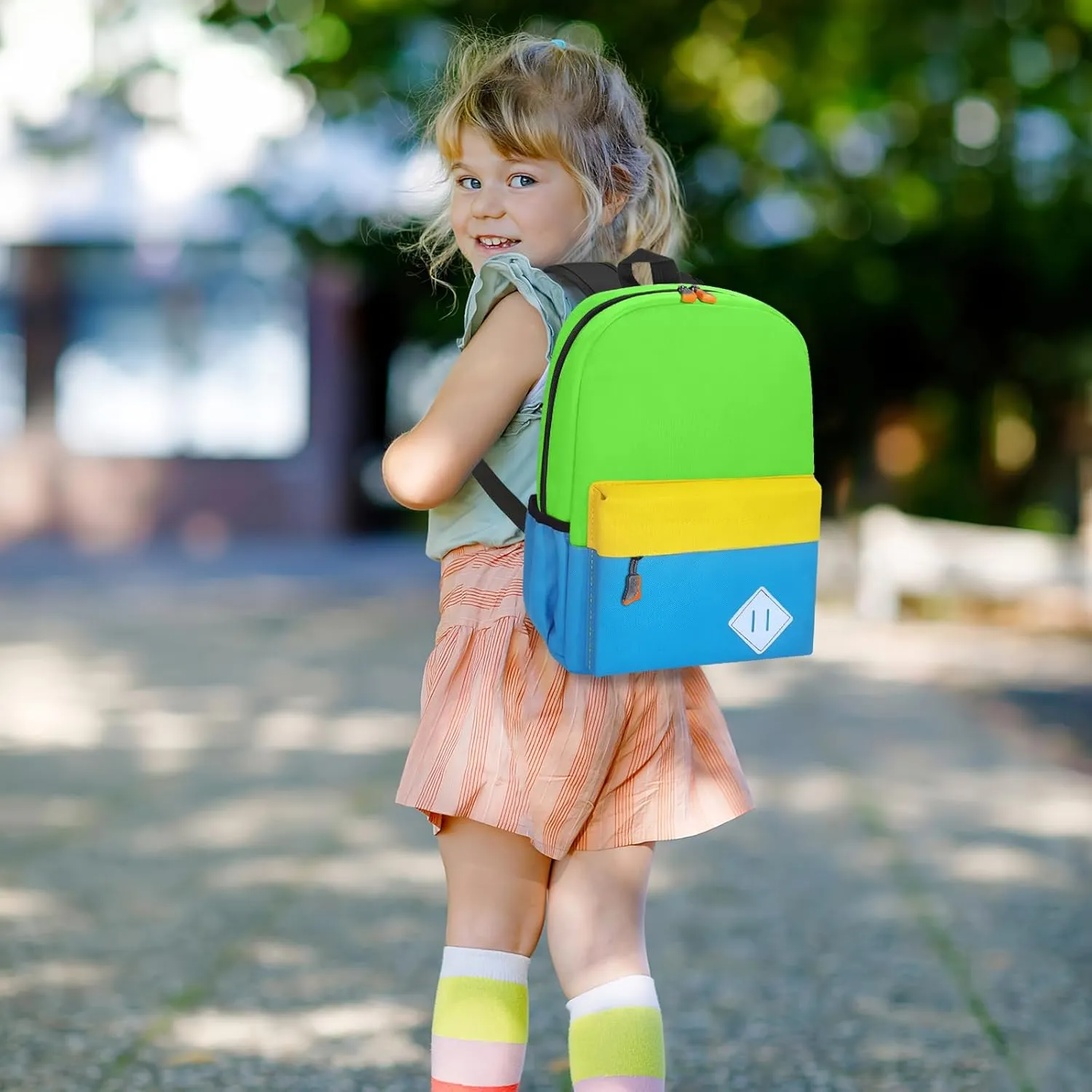 Little Kids Backpack for Girls Boys - Toddler Preschool Backpack School Bag Cute Kindergarten Backpack for Aged 3-8, Green Blue
