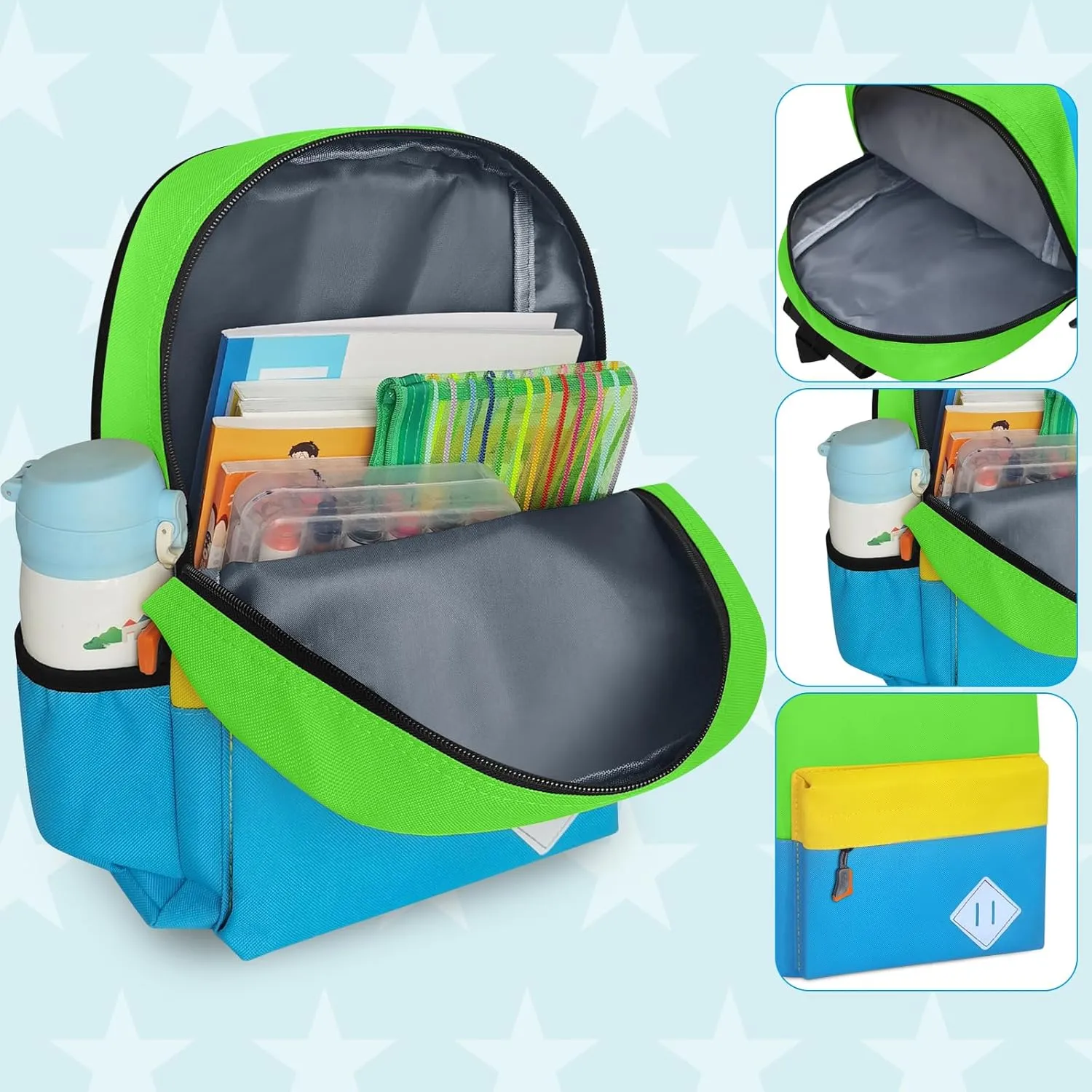 Little Kids Backpack for Girls Boys - Toddler Preschool Backpack School Bag Cute Kindergarten Backpack for Aged 3-8, Green Blue
