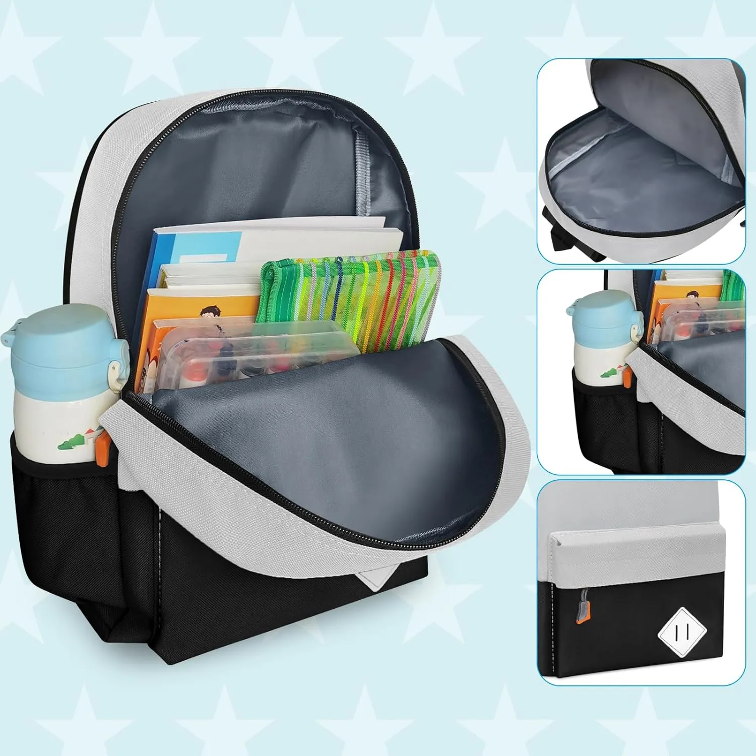 Little Kids Backpack for Girls Boys - Toddler Preschool Backpack School Bag Cute Kindergarten Backpack for Aged 3-8, Grey Black