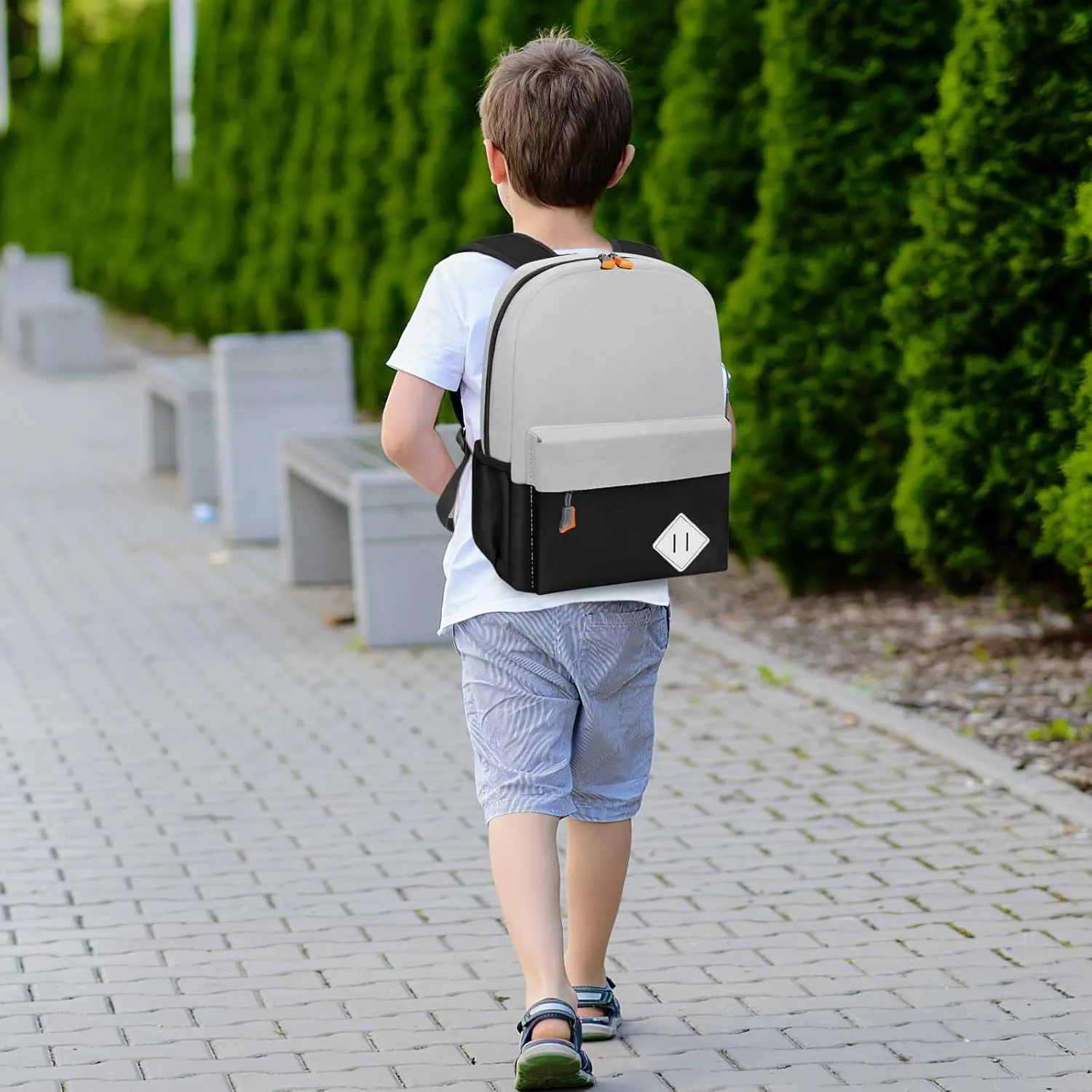 Little Kids Backpack for Girls Boys - Toddler Preschool Backpack School Bag Cute Kindergarten Backpack for Aged 3-8, Grey Black