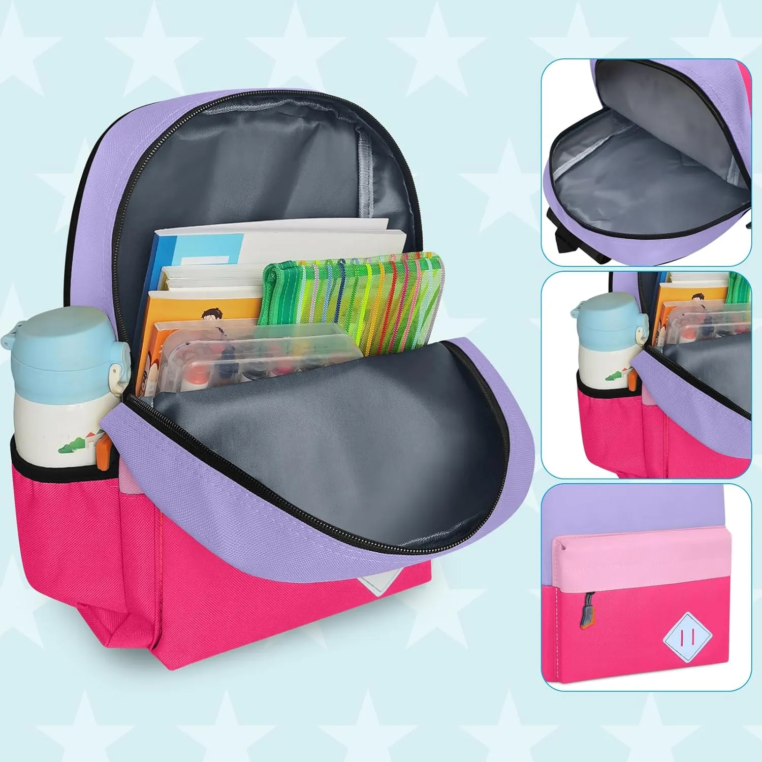 Little Kids Backpack for Girls - Toddler Preschool Backpack School Bag Cute Kindergarten Backpack for Aged 3-8, Purple Rose