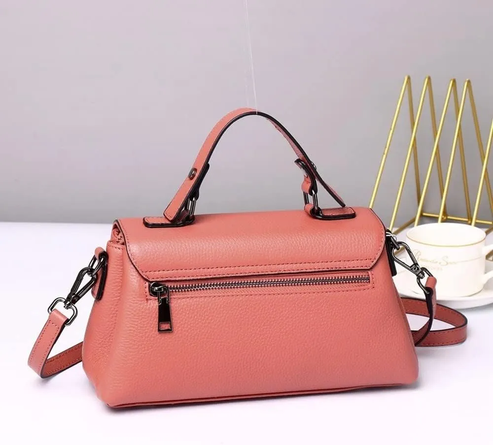 Lock Leather Square Bag Women's Unique Shoulder Bags Tote Bags Top Handle Satchel Handbags (Green) (Color : Red)