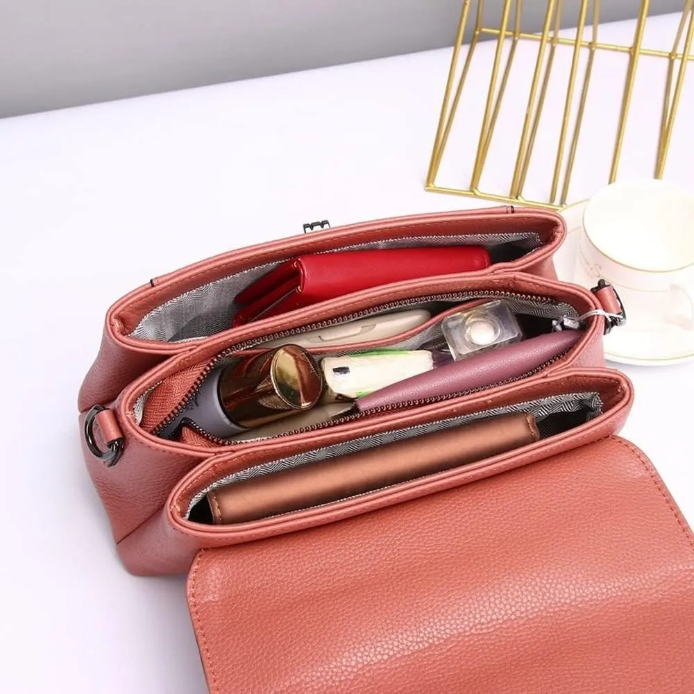 Lock Leather Square Bag Women's Unique Shoulder Bags Tote Bags Top Handle Satchel Handbags (Green) (Color : Red)